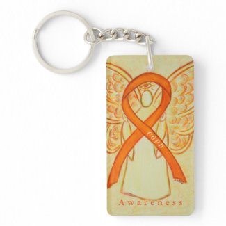 COPD Angel Orange Awareness Ribbon Keychain