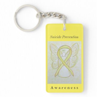Suicide Prevention Awareness Ribbon Angel Keychain
