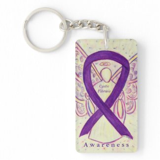 Cystic Fibrosis Angel Awareness Ribbon Keychain