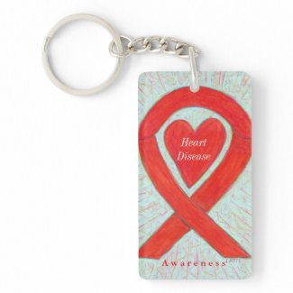 Heart Disease Angel Red Awareness Ribbon Keychain