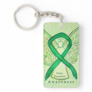 Organ Transplant Angel Awareness Ribbon Keychain