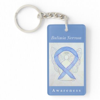 Bulimia Nervosa Awareness Ribbon Angel Keychain