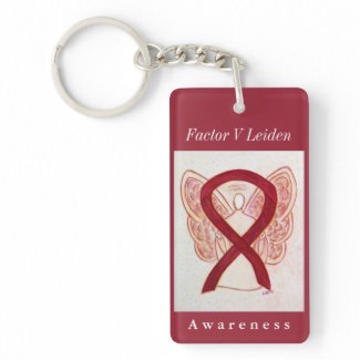 Factor V Leiden Awareness Ribbon Angel Keychain