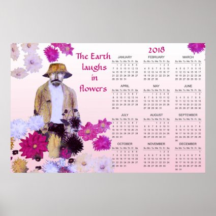 Dahlia Garden Flowers Emerson Quote 2018 Calendar Poster
