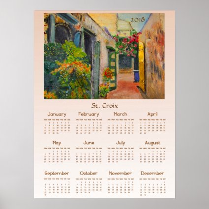 St. Croix Alley Caribbean 2018 Calendar Poster