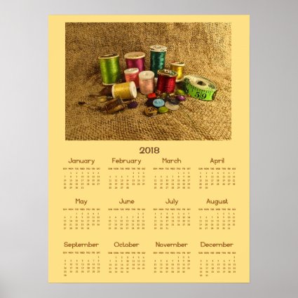 Sewing Supplies 2018 Calendar Poster