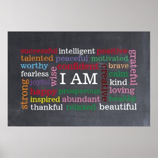 Bold Positive Thinking I AM Affirmations Poster