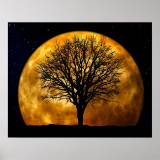 Moon and Tree Poster-Customizable Poster