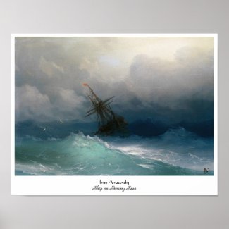 Ship on Stormy Seas Ivan Aivazovsky seascape storm Poster