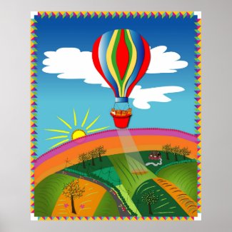 Four Cats Hot Air Ballooning 2 Poster