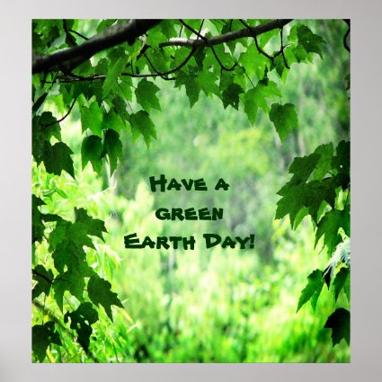 Green Leaves Earth Day Poster