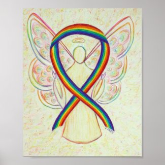 Rainbow Awareness Ribbon Angel Poster Art Print
