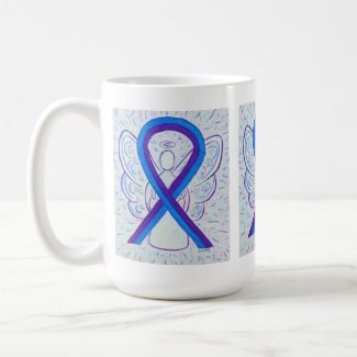 Blue and Purple Awareness Ribbon Angel Art Mug