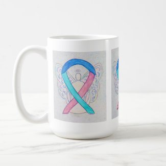 Thyroid Cancer Awareness Ribbon Angel Art Mug