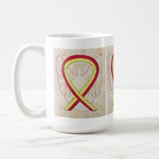Red and Yellow Awareness Ribbon Angel Art Mug