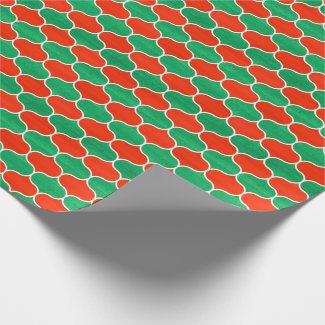 Painted Red and Green Christmas Ogee Pattern Wrapping Paper