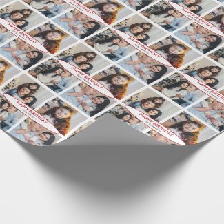 Custom Personalized 4 Photos Collage Christmas Wrapping Paper