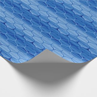 Sophisticated Blue Watercolor Ogee Pattern Wrapping Paper