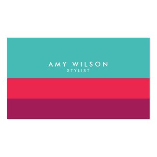 Modern Stylist Color Block Turquoise Pink Purple Business Card