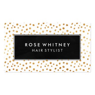 Black and Faux Gold Messy Dots Business Card