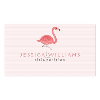 Cute Pink Flamingo & Stripes Business Card