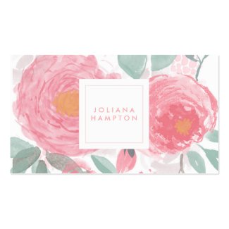 Hand painted watercolor floral business card