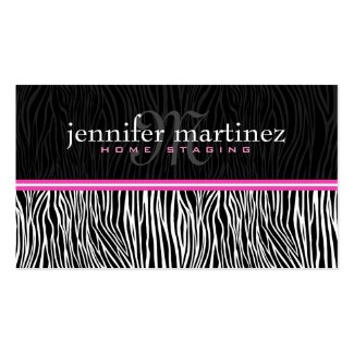 Black White & Pink Animal Print-Zebra Stripes Business Card
