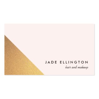 Modern Light Pink and Gold Geometric Beauty Business Card