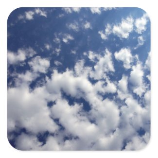 Puffy Clouds On Blue Sky Square Sticker