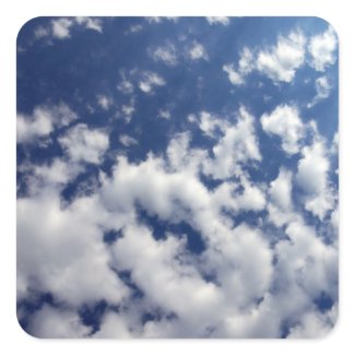 Puffy Clouds On Blue Sky Square Sticker