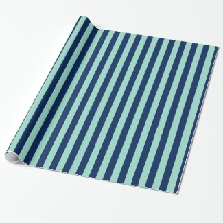Mint Green and Navy Stripes Wrapping Paper