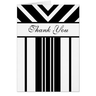 Black and White Stripes Chevrons Thank You Card