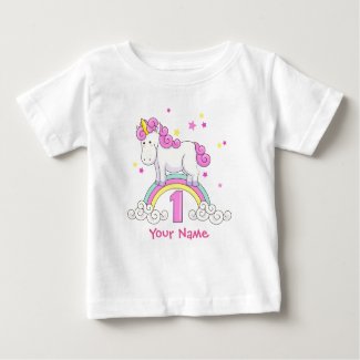 Unicorn Rainbow 1st Birthday Baby T-Shirt