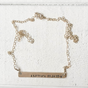 Sterling Silver GPS Coordinates Bar Necklace