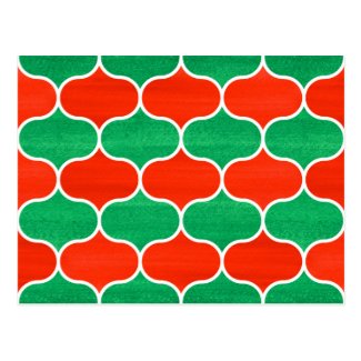 Red Green Christmas Ogee Pattern Postcard