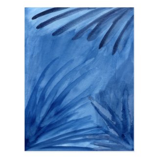 Abstract Blue Rays Watercolor Painting Postcard