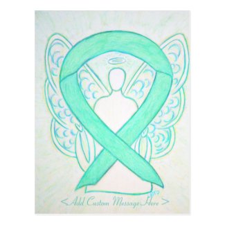 Light Jade Green Awareness Ribbon Angel Postcard