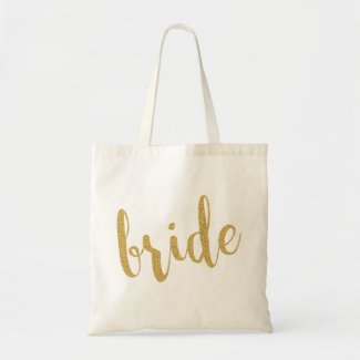 Gold Glitter Modern Text Design-Bride Tote Bag