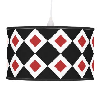 Black, White, Red Diamond Pattern Hanging Lamp