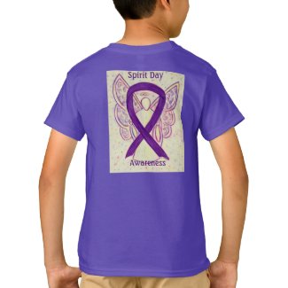 Spirit Day Awareness Purple Ribbon Angel Tee