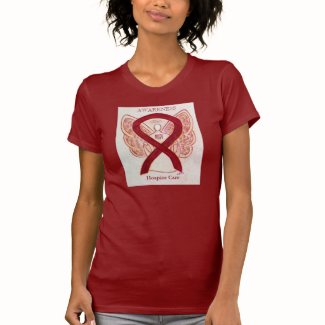 Hospice Care Burgundy Awareness Ribbon Angel Shirt