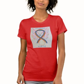 LGBTQ Rainbow Awareness Ribbon Angel Custom Shirt