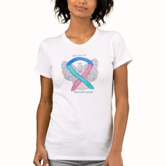 Thyroid Cancer Awareness Ribbon Angel Shirt