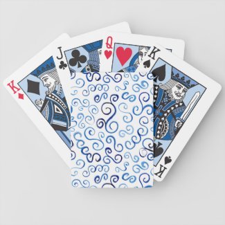 Abstract Painted Blue Curves Bicycle Playing Cards