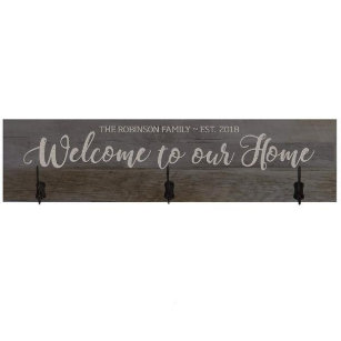 Welcome To Our Home Classic Barnwood Coat Rack