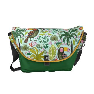 Colorful Exotic Birds And Flowers Pattern Messenger Bag