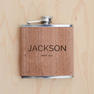 Personalized Wood Flask Birthday or Wedding Gift