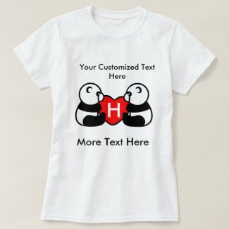 Custom Womens Twin Panda Bear T-Shirts with Heart