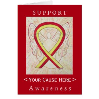 Red and Yellow Awareness Ribbon Customized Card