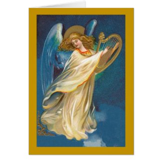 Angel with Harp Christmas Card
